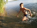 Children bathe in the river