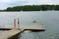 Children Swim at the Lake Royalty Free Stock Photo