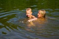 Children swimming in the river