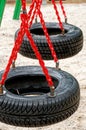 Children swing in the play area of Aksla Park - Alesund, Norway Royalty Free Stock Photo