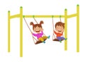 Children swinging on a swing in the park