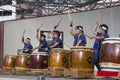 Children taiko drumming band giving a performance in Sasebo
