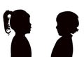 Children talking heads silhouette vector