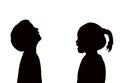 Children talking heads silhouette vector