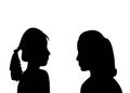 Children talking heads silhouette vector