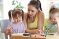 Family drawing together Royalty Free Stock Photo