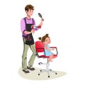 Children teenager hairdresser character cute little girl female master