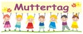 Children with text Muttertag, German language, eps. Royalty Free Stock Photo