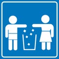 the children throw trash to trash bin. Kids recycling for save the earth concept. trash can icon vector illustration