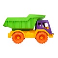 Children toy dump truck realistic vector illustration on a white isolated background Royalty Free Stock Photo