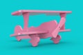 Children Toy Pink Plastic Biplane Airplane Mock Up Duotone. 3d Rendering