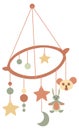 Children toys hanging on threads, crib plaything