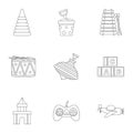 Children toys icon set, outline style Royalty Free Stock Photo