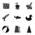 Children toys icon set, simple style Royalty Free Stock Photo