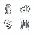 Children toys line icons. linear set. quality vector line set such as jumping rope, balloons, ball