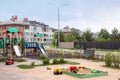 Children toys playground residential settings background mixed-use urban multi-family residential district area