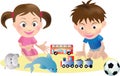 Children and Toys Vector Royalty Free Stock Photo