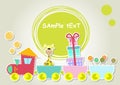 Children train illustration with giraffe and gift