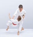 Children are training judo throws Royalty Free Stock Photo
