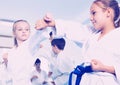 Children training in pairs Royalty Free Stock Photo