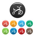 Children tricycle icons set color Royalty Free Stock Photo