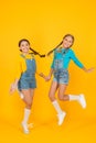 Children Ukrainian Young Generation. Patriotism Concept. Girls With Blue And Yellow Clothes. Freedom Value. Living Happy