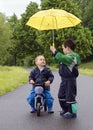 Children with umbrella