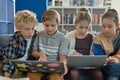 Children using Computers in School Library Royalty Free Stock Photo