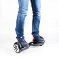 Children using hoverboard, a self-balancing two-wheeled board. Editorial content