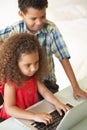 Children Using Laptop At Home Royalty Free Stock Photo