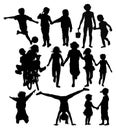 Children Vacation Activity Silhouettes Royalty Free Stock Photo
