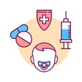 Children vaccination color line icon. Pediatric health care sign. Treatment, prevention and immunization. Pictogram for web page,