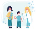 Children vaccination concept.COVID.A pediatrician gives an injection of a flu vaccine to a child in a hospital. Health and immunit Royalty Free Stock Photo