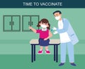 Children vaccination concept for immunity health. Doctor pediatrician makes an injection of flu vaccine to a kid in hospital. Royalty Free Stock Photo