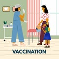 Children vaccination and immunization concept. Mother with child gonna make a vaccine injection.