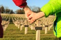 Children walk hand in hand for peace world war 1. Royalty Free Stock Photo