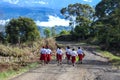 children walk to school, located in the Baliem Valley, the mountains of Central Papua, Indonesia