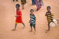 Children walking with bare feet Royalty Free Stock Photo