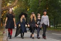 Children Walking in Street on Halloween