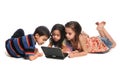 Children Watching Movie on DVD Player Royalty Free Stock Photo