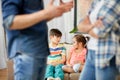 Children watching their parents quarreling at home Royalty Free Stock Photo