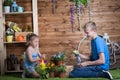 Children water the flowers