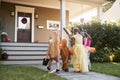 Children Wearing Halloween Costumes For Trick Or Treating Royalty Free Stock Photo