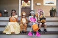 Children Wearing Halloween Costumes For Trick Or Treating Royalty Free Stock Photo