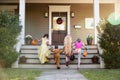 Children Wearing Halloween Costumes For Trick Or Treating Royalty Free Stock Photo