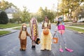 Children Wearing Halloween Costumes For Trick Or Treating Royalty Free Stock Photo