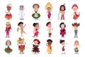 Children Wearing National Costumes of Different Countries Vector Illustration Set Royalty Free Stock Photo