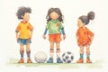 children wearing soccer uniforms and boots