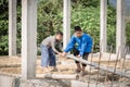 Children who work hard on the construction site, child labor , World Day Against Child Labour concept Royalty Free Stock Photo