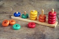 Children wooden colorful figures Royalty Free Stock Photo